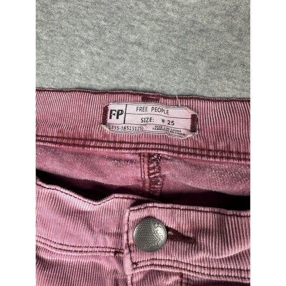 Free People Washed Pink Rose‎ Womens Corduroy Ankle Pants Waist 25 - Picture 3 of 7